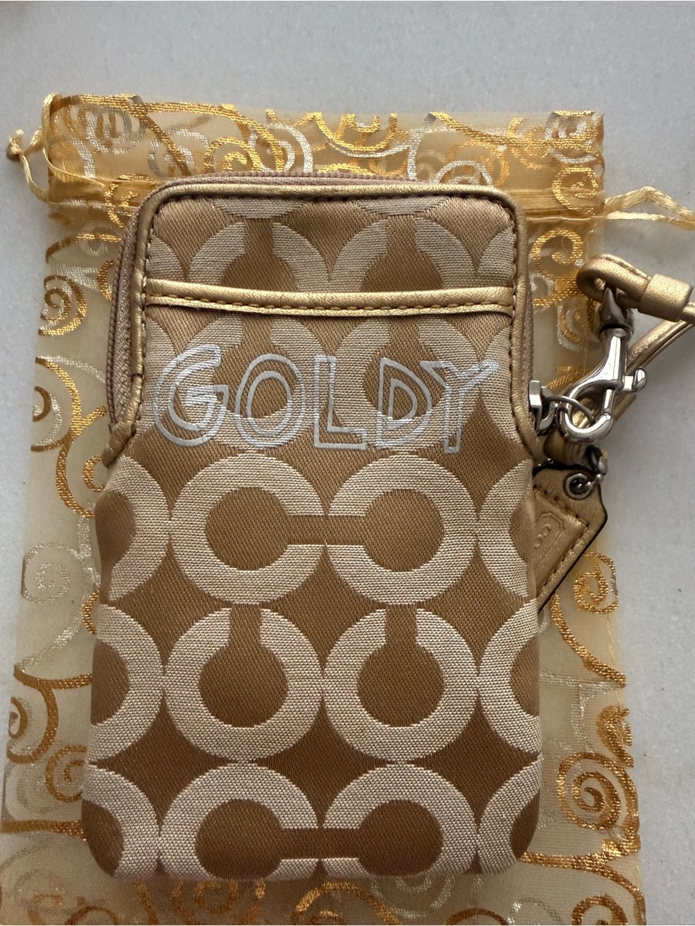 Coach Poppy Chan Goldy Wristlet - Gold/Tan - Picture 3 of 6